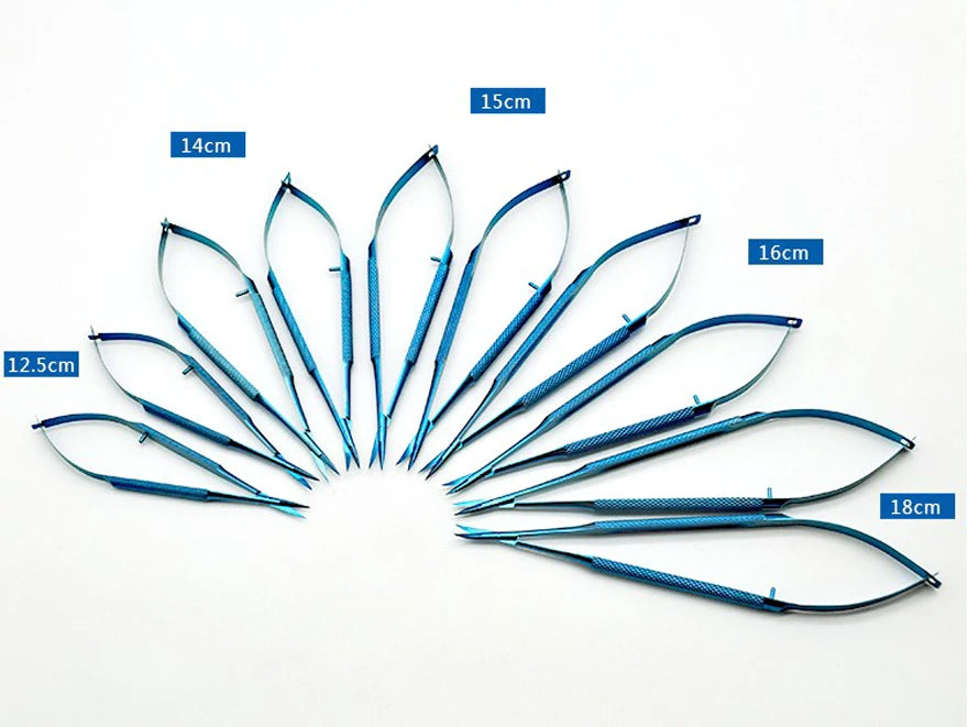 Titanium Aesthetic Plastic Surgery ophthalmic microsurgical scissors corneal scissors microsurgical scissors 12.5 / 14/16 /18cm
