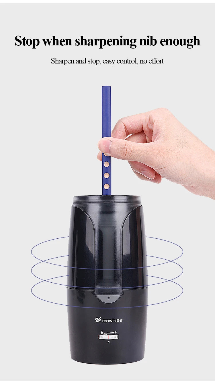Tenwin Automatic Electric Pencil Sharpener For Colored Pencils Sharpen Mechanical Office School Supplies Stationery Free Ship