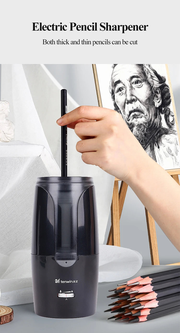 Tenwin Automatic Electric Pencil Sharpener For Colored Pencils Sharpen Mechanical Office School Supplies Stationery Free Ship