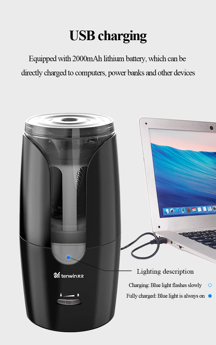 Tenwin Automatic Electric Pencil Sharpener For Colored Pencils Sharpen Mechanical Office School Supplies Stationery Free Ship