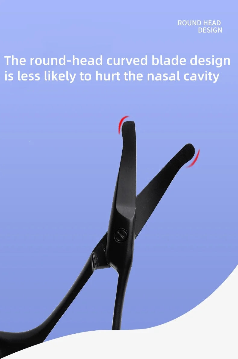 1Pc Stainless Steel Black Round Head Safe Shears Nose Hair Scissors (Do Not Hurt Nose) Stainless Steel Manual Trimming