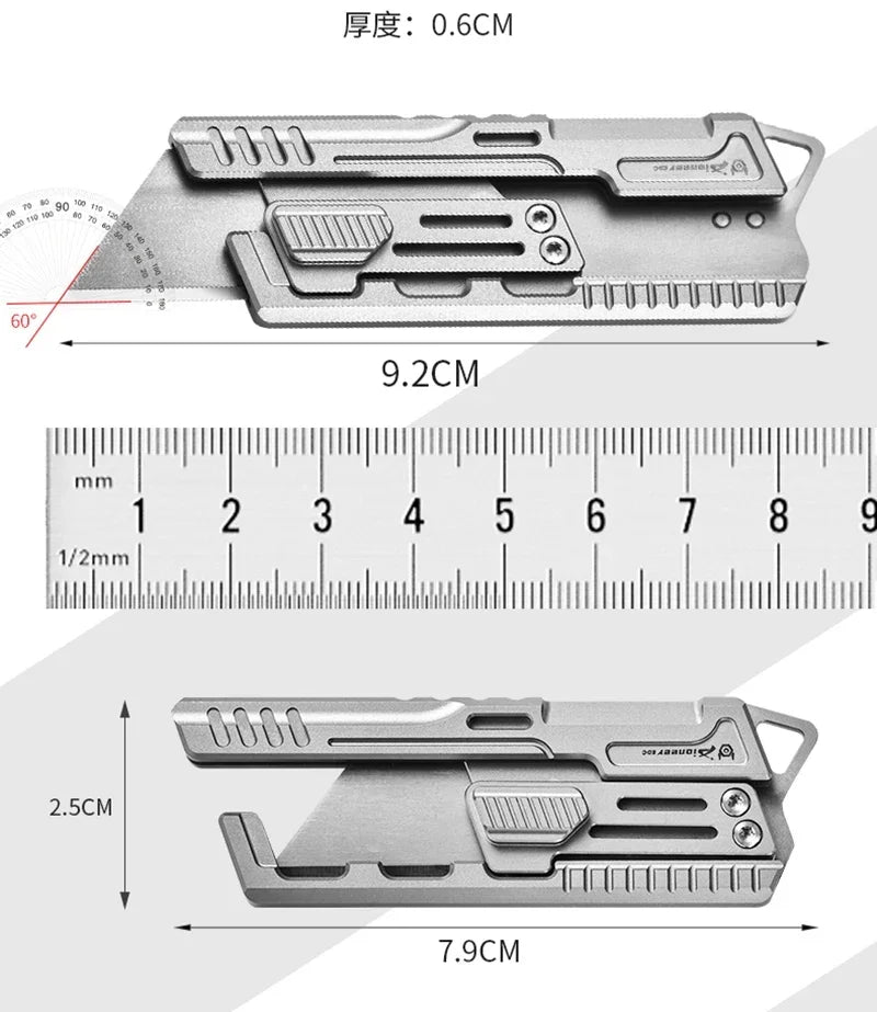 BHBT Titanium alloy Utility Knife Multitool Outdoor Camping Knife Portable Open Box Knife Gift 10pcs Interchangeable SK5 Blades