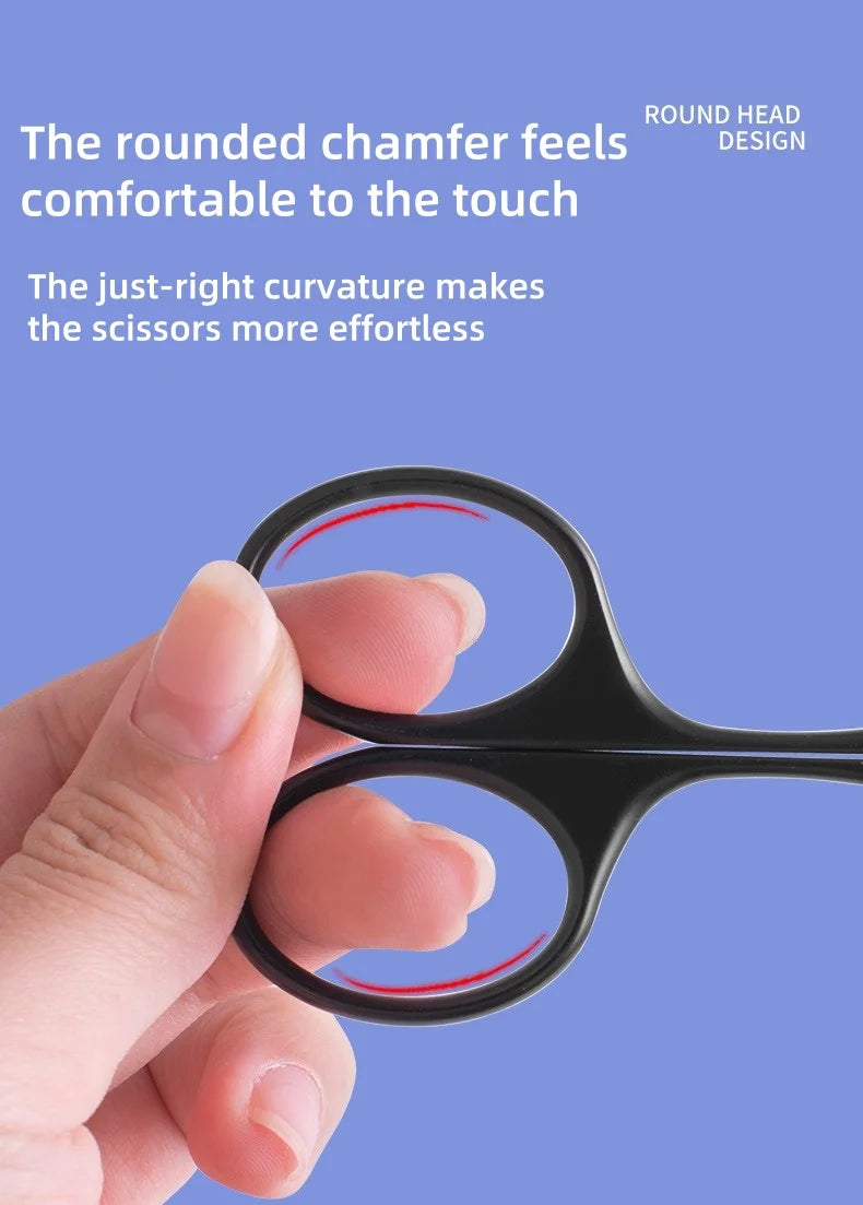 1Pc Stainless Steel Black Round Head Safe Shears Nose Hair Scissors (Do Not Hurt Nose) Stainless Steel Manual Trimming