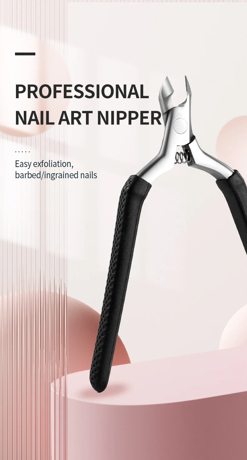 Manicure Cuticle Scissors Silicone Non-Slip Handle Cuticle Nippers Trim Nail Edges Barb Dead Skin Scissors Nail Art Tools