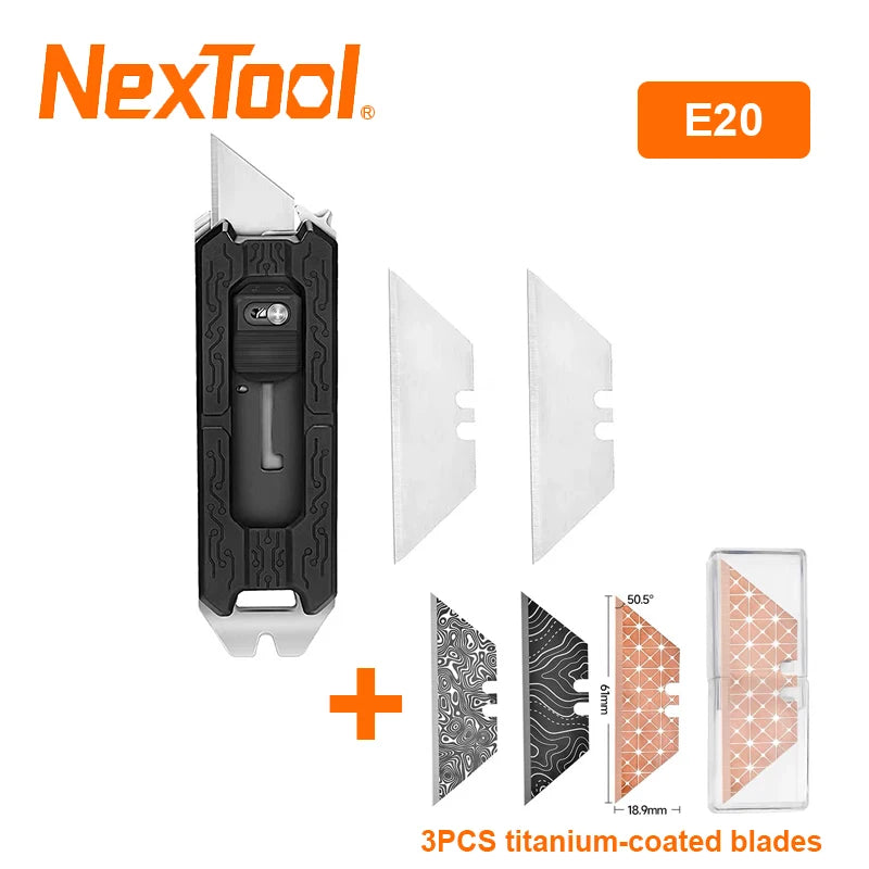 2025 New NexTool Explorer E20 8-in-1 Multi-tool Utility Knife Box Cutter Auto Safe Blade Design Mini EDC Tools Built-in Blades