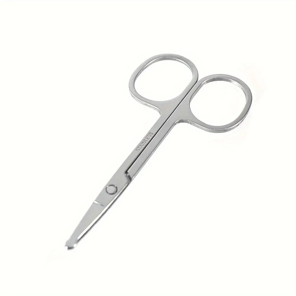 Professional Stainless Steel Nose Hair Scissors For Men And Women - Safety Round Head For Trimming Eyebrows, Nose Hair, Beard,