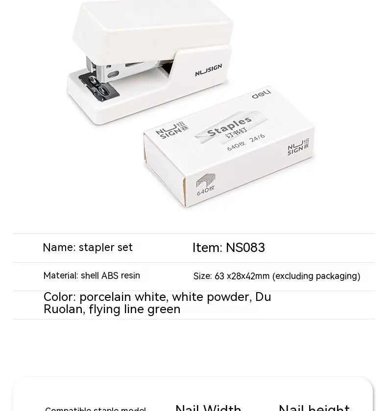 NUSIGN Portable Mini Stapler Set, Color Paper Binding Machine, Fashion Stationery, Office Supplies, 24/6, Staples