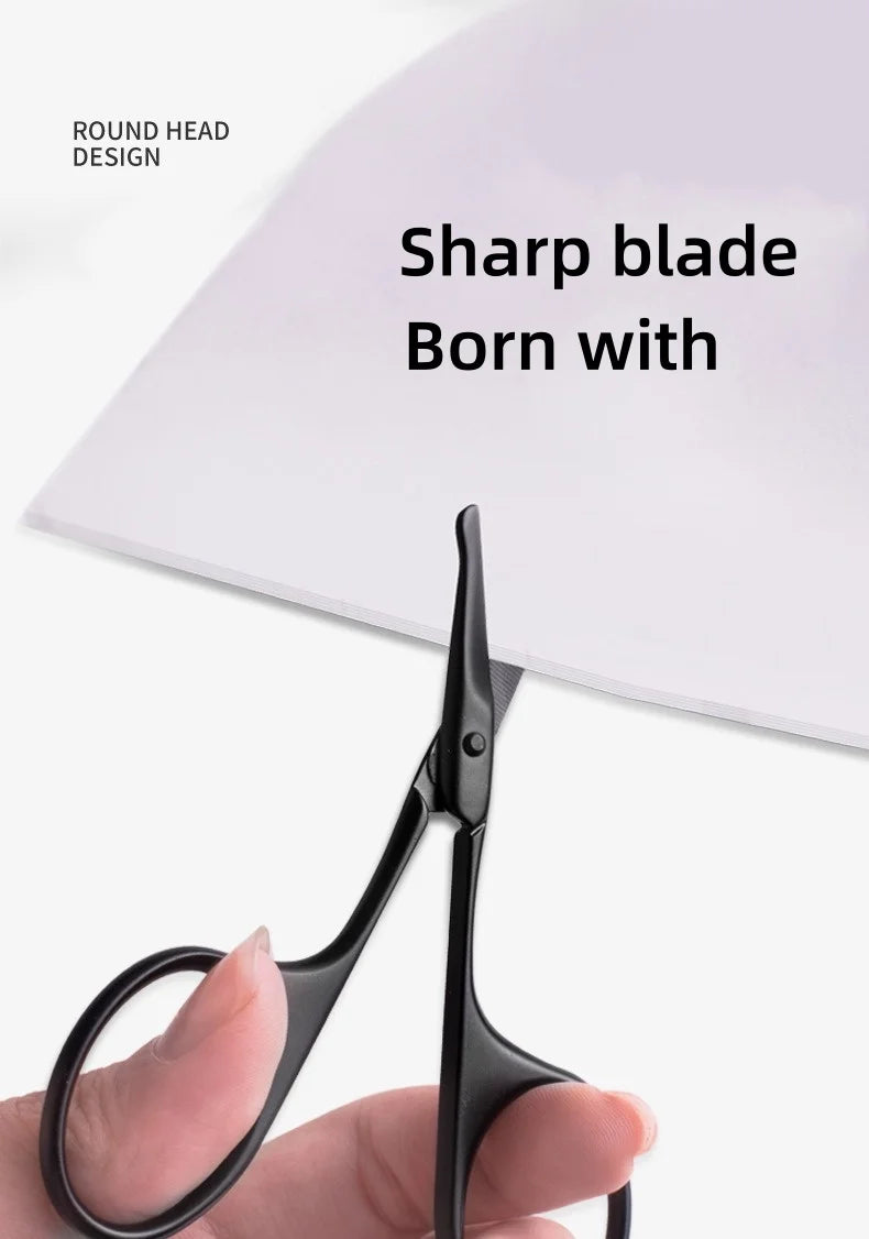 1Pc Stainless Steel Black Round Head Safe Shears Nose Hair Scissors (Do Not Hurt Nose) Stainless Steel Manual Trimming