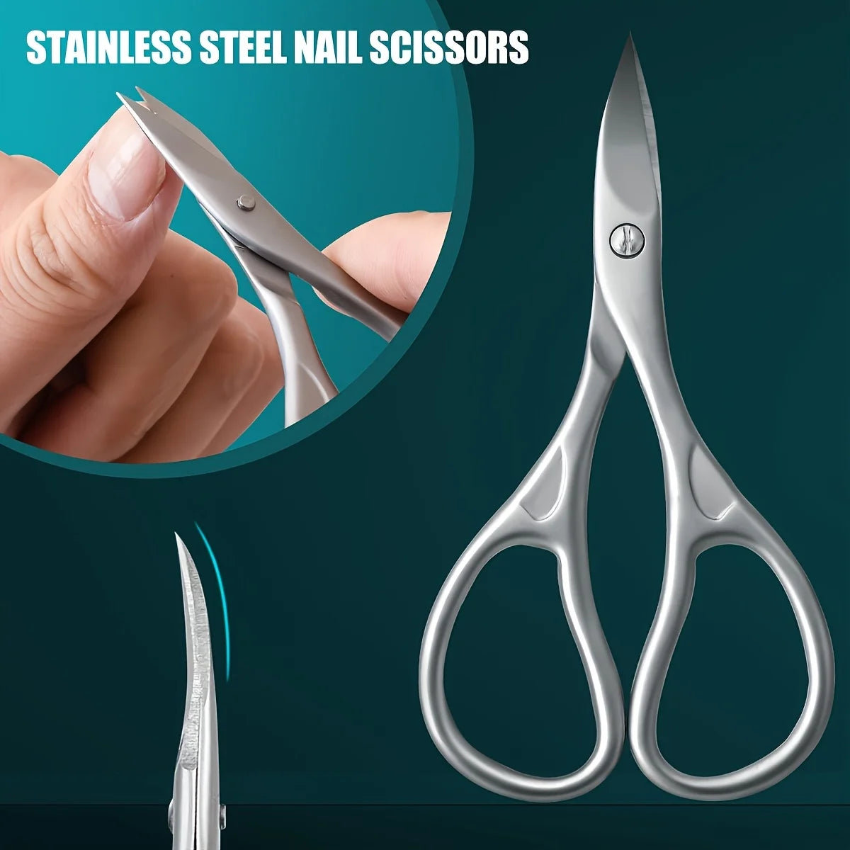 Stainless Steel Scissors 1pc Stainless Steel Nail Scissors | Concave Blades for Trimming, Durable Pedicure & Manicure Scissors