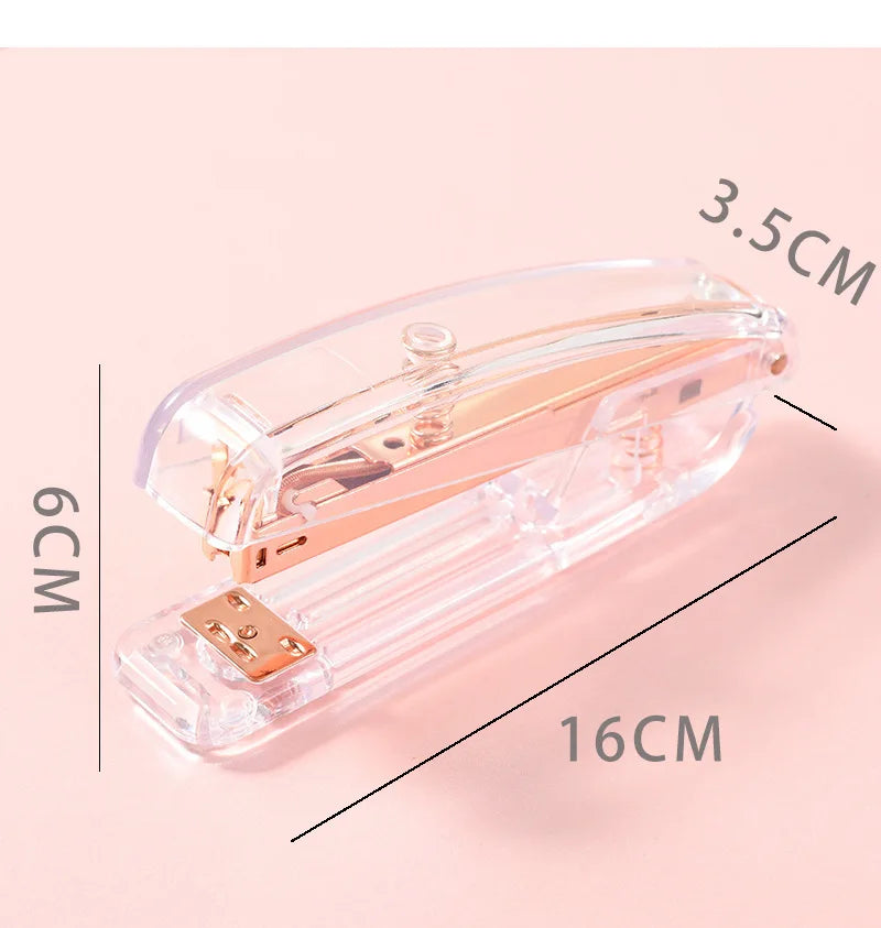 No.12 Transparent Stapler, Rose/Gold/Silver Colors, for Office School Home Use - Compact & Durable