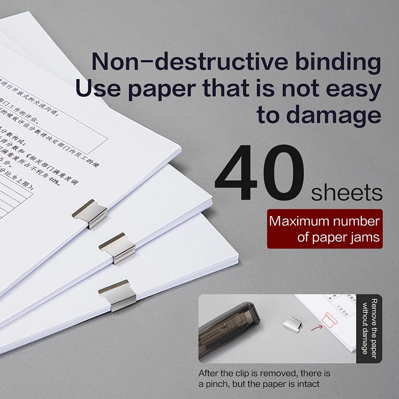 Mini Traceless Reusable Hand Clamp Push Stapler Paper Book File Office School Student Binder Binding Tools Supplies accessories