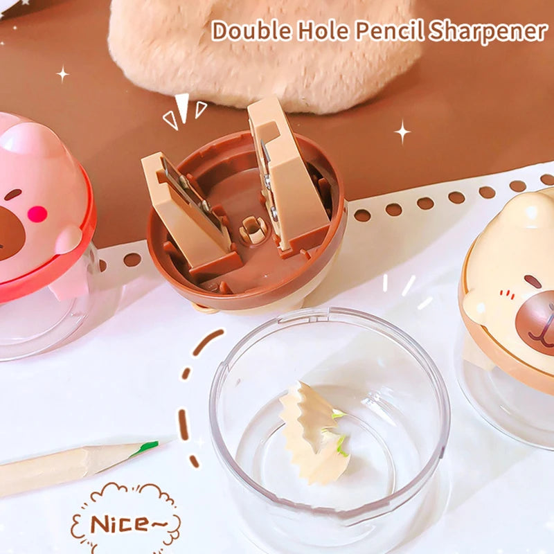 Cartoon Cute Capybara Pencil Sharpener Portable Mini Manual Pencil Sharpener Office School Supplies Student Stationery Gifts