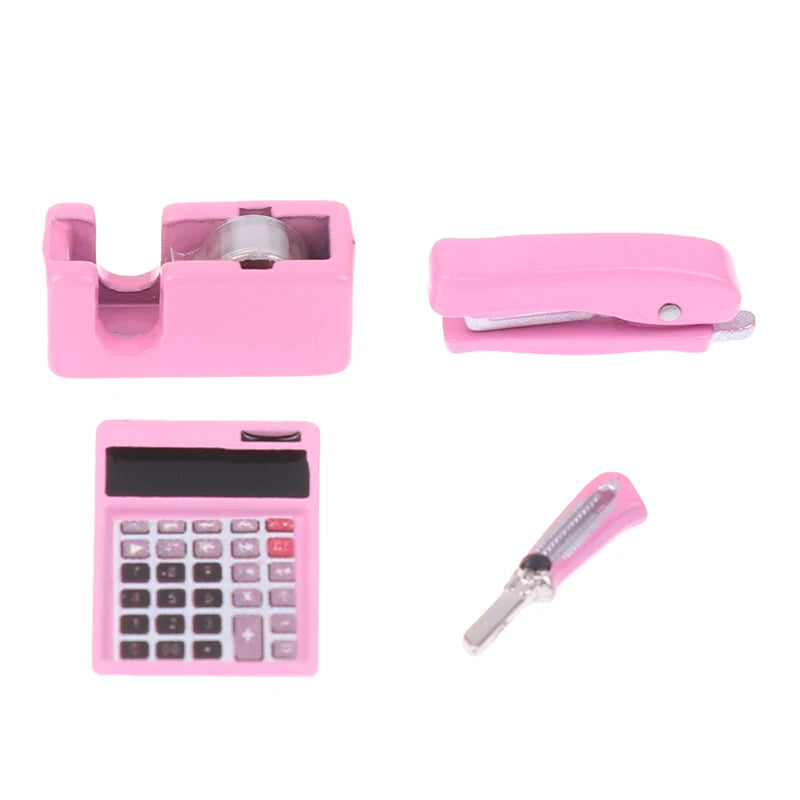 1 Set Dollhouse Mini Stationery Simulation Tape Cutter Utility Knife Pack School Supplies Model