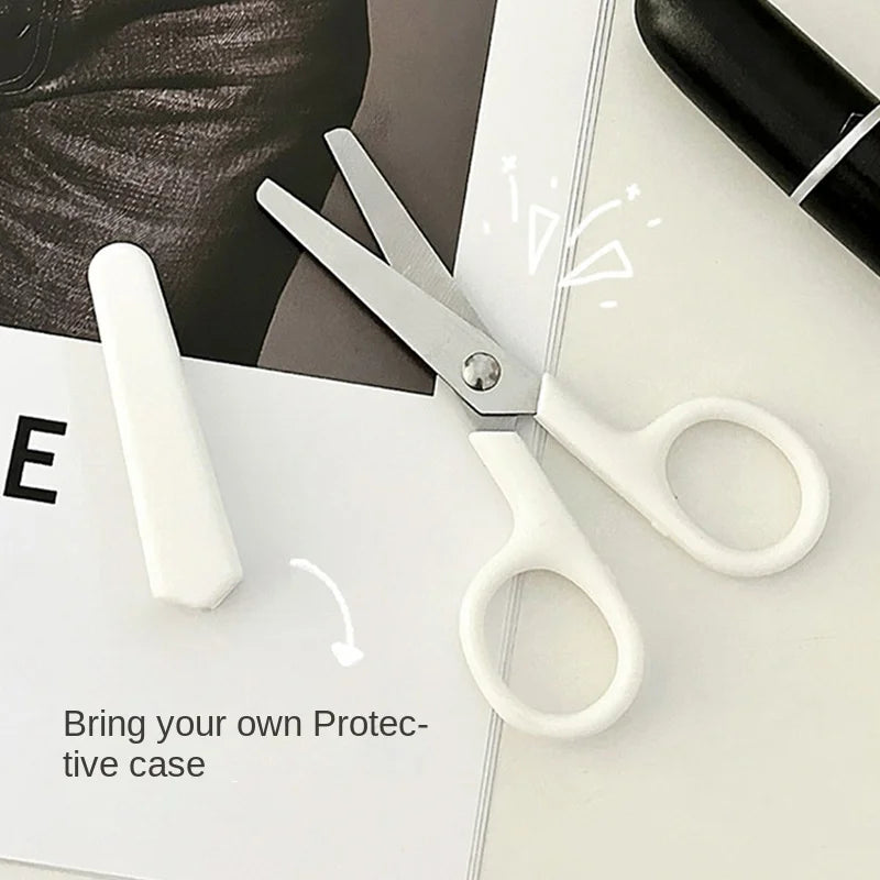 Student cutting scissors Cute mini scissors children's handmade art stainless steel with lid small scissors #4216