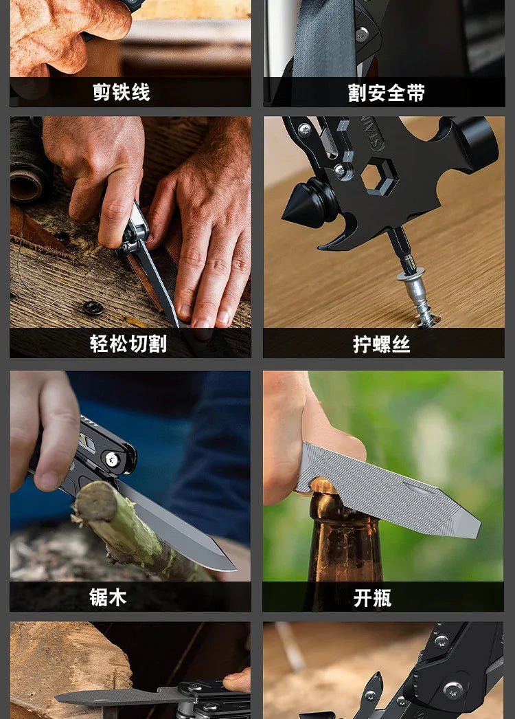 16-in-1 Multitool Hammer Outdoor Multi Tool Utility Knife Camping Survival Gear Gifts for Dad Christmas Gift To Husbands Men