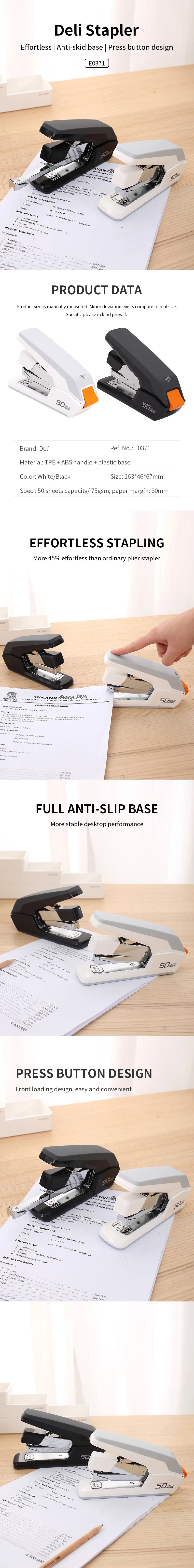 Deli 50 Sheets Heavy Duty Stapler Effortless Paper Binder School Supplies Stationery Stapler Without Staples Office Supplies