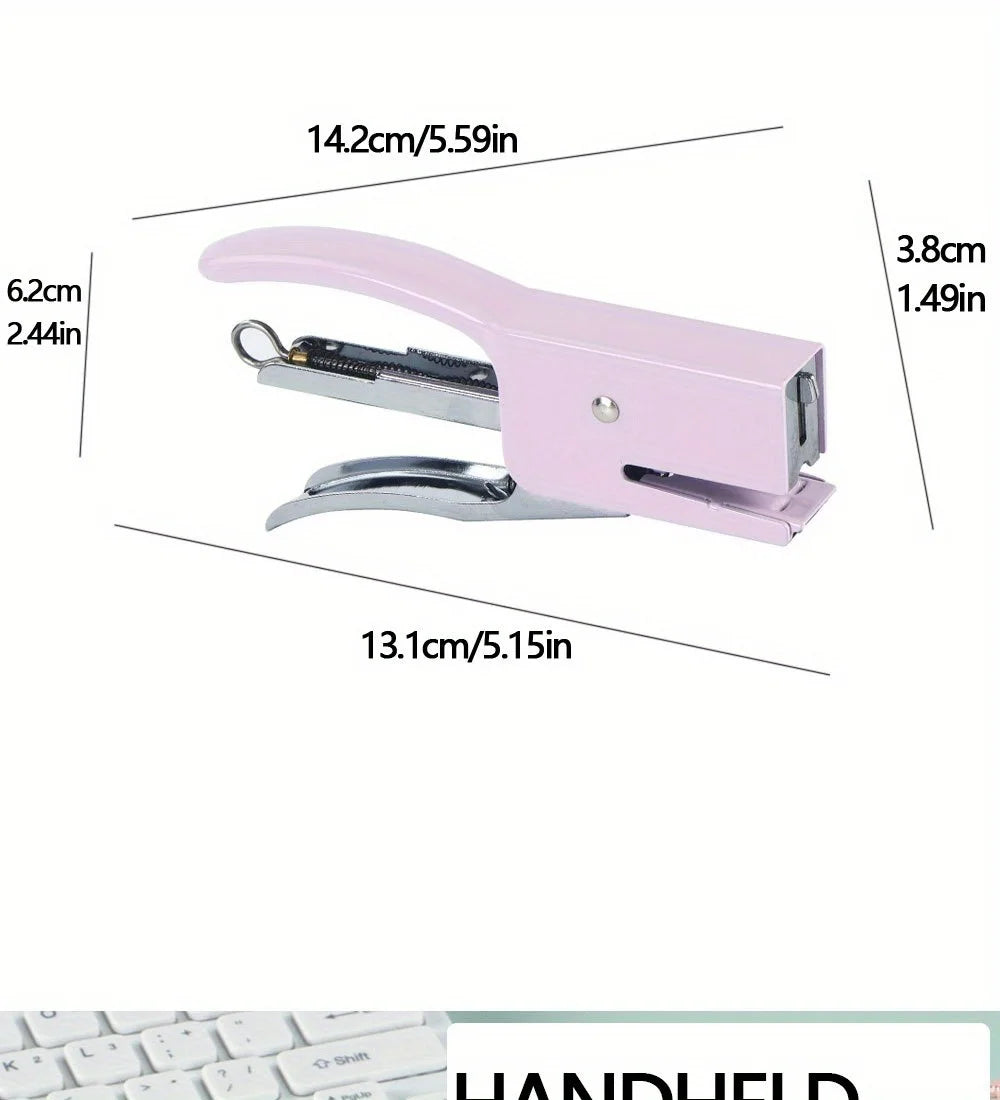 1 Pcs Polychromatic Metal Clip Stapler Hand-held Stapler Portable 24/6 Staples Fashion Stationery Office Supplies
