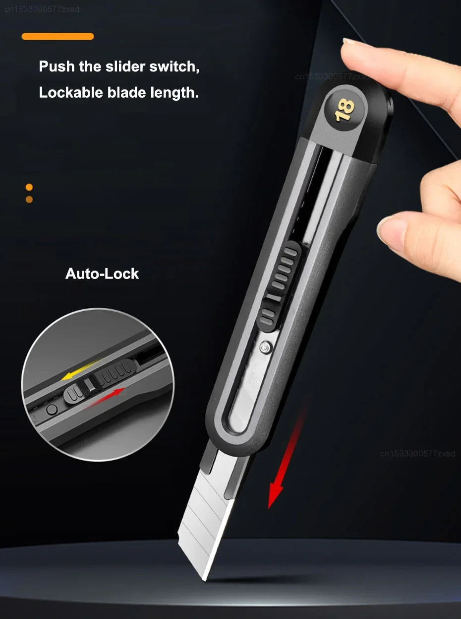 Xiaomi Retractable Snap-Off Utility Knife 18mm/9mm High Carbon Steel Blades Box Cutter Auto Lock Perfect for Office and Home Use