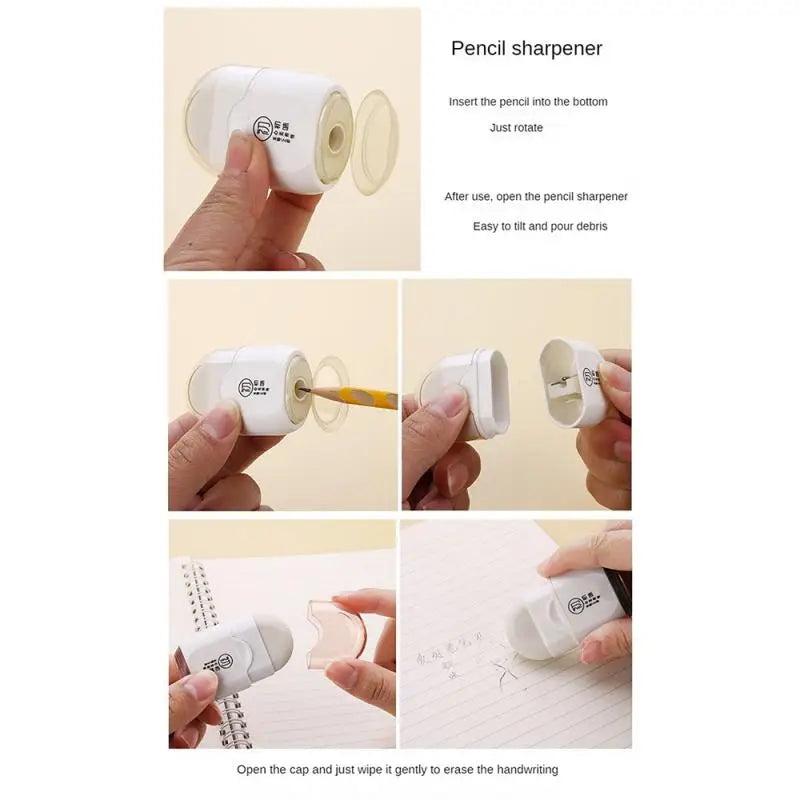 Multifunctional eraser Pencil Sharpener 2 in 1 Kawaii School Supplies Stationery Items Student Prize for Kids Gift