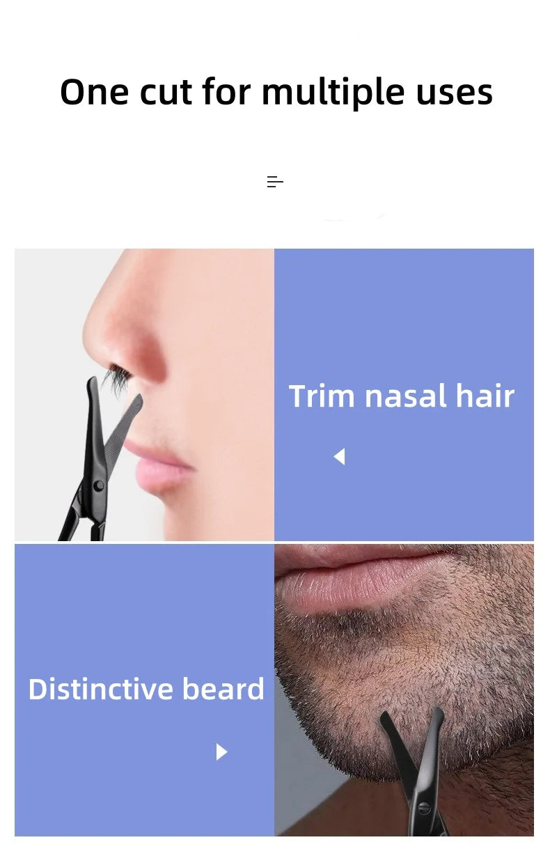 1Pc Stainless Steel Black Round Head Safe Shears Nose Hair Scissors (Do Not Hurt Nose) Stainless Steel Manual Trimming