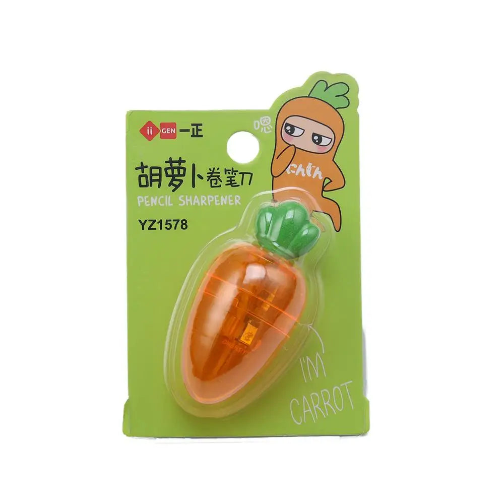 1 Pieces Cute Carrot Pineapple Pencil Sharpener With Eraser Pencils School Office Supplies Student Decoration Stationery