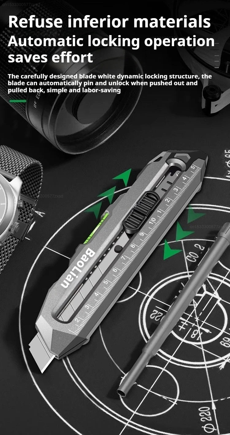 Xiaomi 4 in 1 Utility Knife Multifunctional Non-slip Durable Sharp Cutting Tools Alloy Steel Automatic Loking Heavy Duty Cutter
