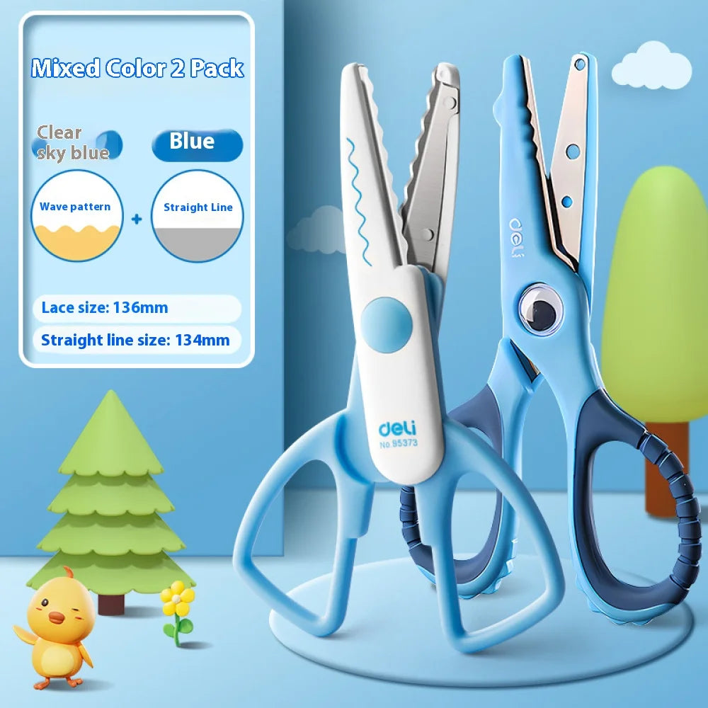 2 Pcs Student DIY Color Album Decorative Lace Scissors Comfortable Hand Scissors Paper Cuttings Scissors Art Safety Scissors