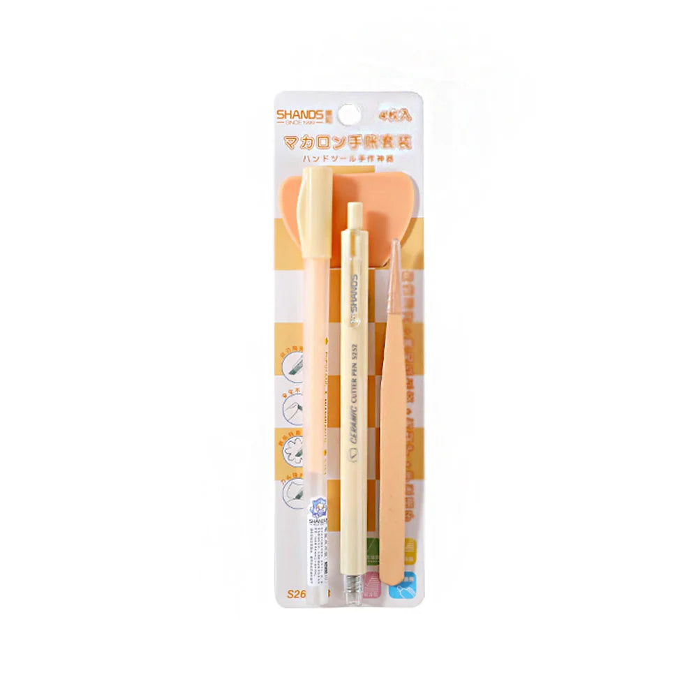 4pcs Precision Craft Tool Kit Precision Craft Utility Knife Tweezers Shovels Glue Pens for Cutting, lettering, splicing, emboss,