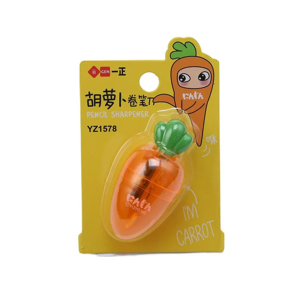 1 Pieces Cute Carrot Pineapple Pencil Sharpener With Eraser Pencils School Office Supplies Student Decoration Stationery