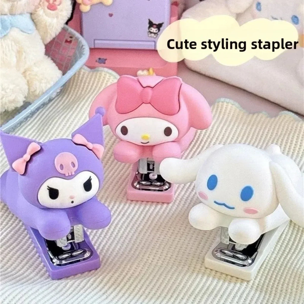 Sanrio Hello Kitty Anime Figures Staplers Set Kawaii Cute Cartoon Student Binding Machine School Office Binding Supplies Stapler