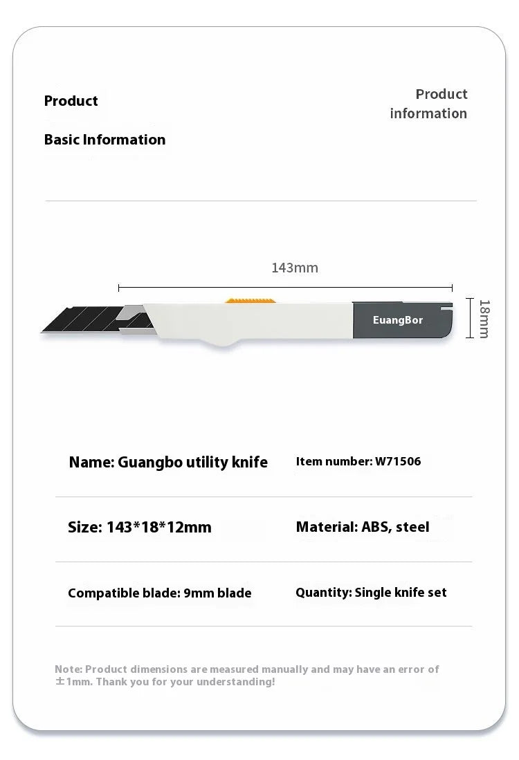 Xiaomi Guangbo Back Push Small Utility Knife Automatic Locking Aluminum Alloy Paper Cutting Knife Carbon Steel Blades Box Cutter