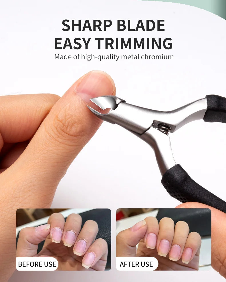 Manicure Cuticle Scissors Silicone Non-Slip Handle Cuticle Nippers Trim Nail Edges Barb Dead Skin Scissors Nail Art Tools