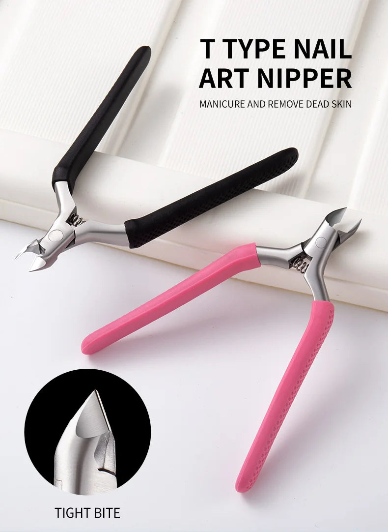 Manicure Cuticle Scissors Silicone Non-Slip Handle Cuticle Nippers Trim Nail Edges Barb Dead Skin Scissors Nail Art Tools
