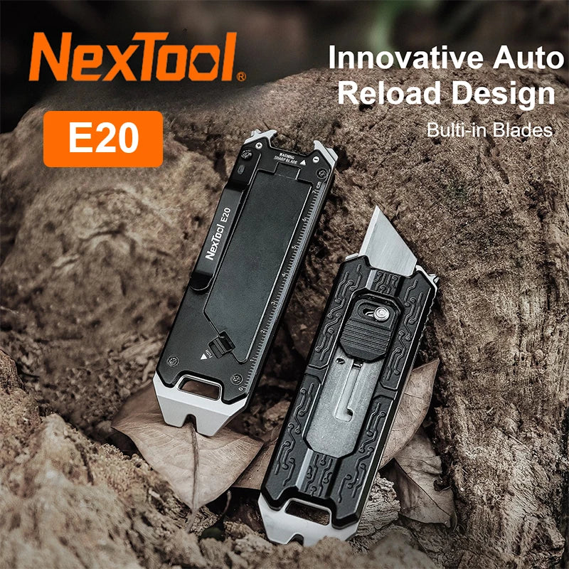 New NexTool Explorer E20 Utility Knife Box Cutter 8-in-1 Multi-tool Innovative Auto Reload Design Mini EDC Tools Built-in Blades