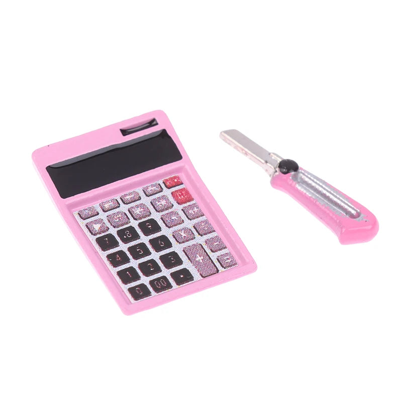 1 Set Dollhouse Mini Stationery Simulation Tape Cutter Utility Knife Pack School Supplies Model