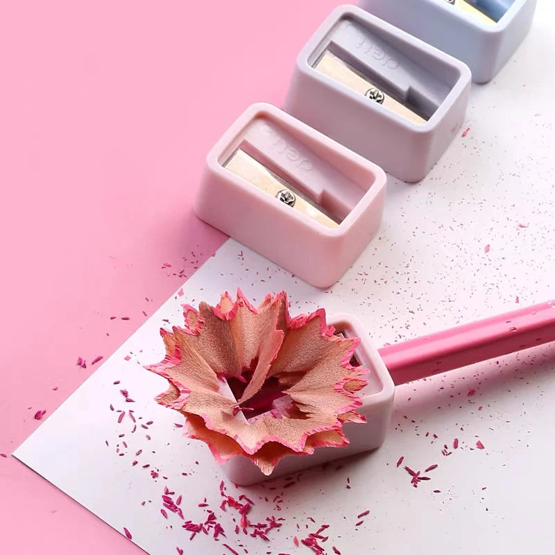 5Pcs Plastic Cute Pencil Mini Sharpeners Candy Color Standard Pencil Cutting Machine Student School Office Stationery