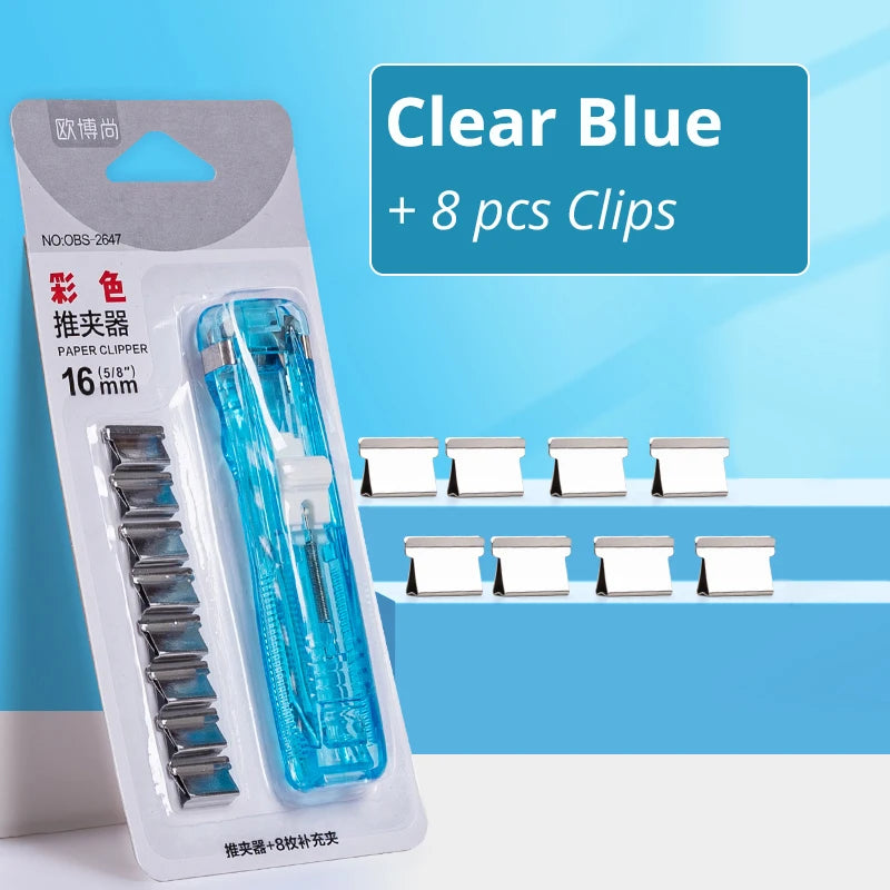 Mini Traceless Reusable Hand Clamp Push Stapler Paper Book File Office School Student Binder Binding Tools Supplies accessories