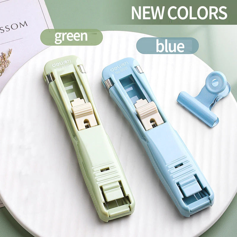 Mini Traceless Reusable Hand Clamp Push Stapler Paper Book File Office School Student Binder Binding Tools Supplies accessories