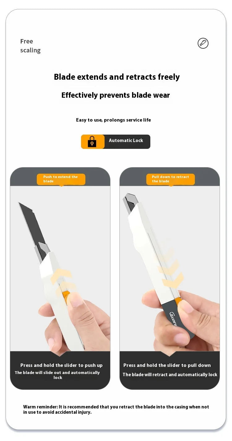 Xiaomi Guangbo Back Push Small Utility Knife Automatic Locking Aluminum Alloy Paper Cutting Knife Carbon Steel Blades Box Cutter