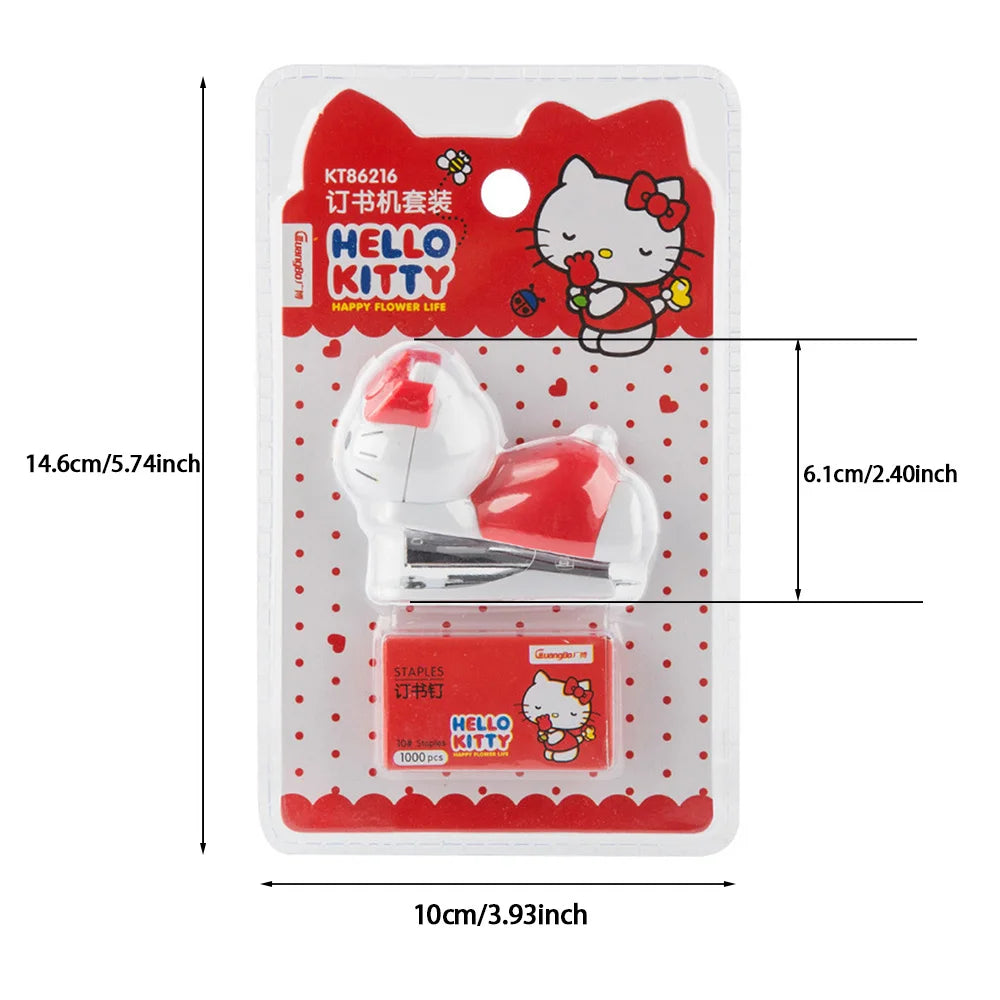Sanrio Hello Kitty Staplers Set Kawaii Cute Cartoon Kt Cat Student Material Test Paper Mini Binding Machine School Stationery