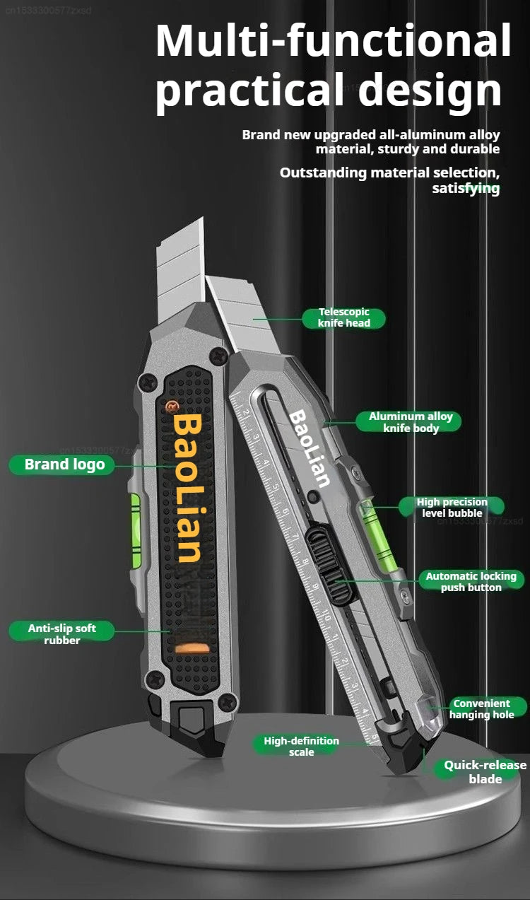 Xiaomi 4 in 1 Utility Knife Multifunctional Non-slip Durable Sharp Cutting Tools Alloy Steel Automatic Loking Heavy Duty Cutter