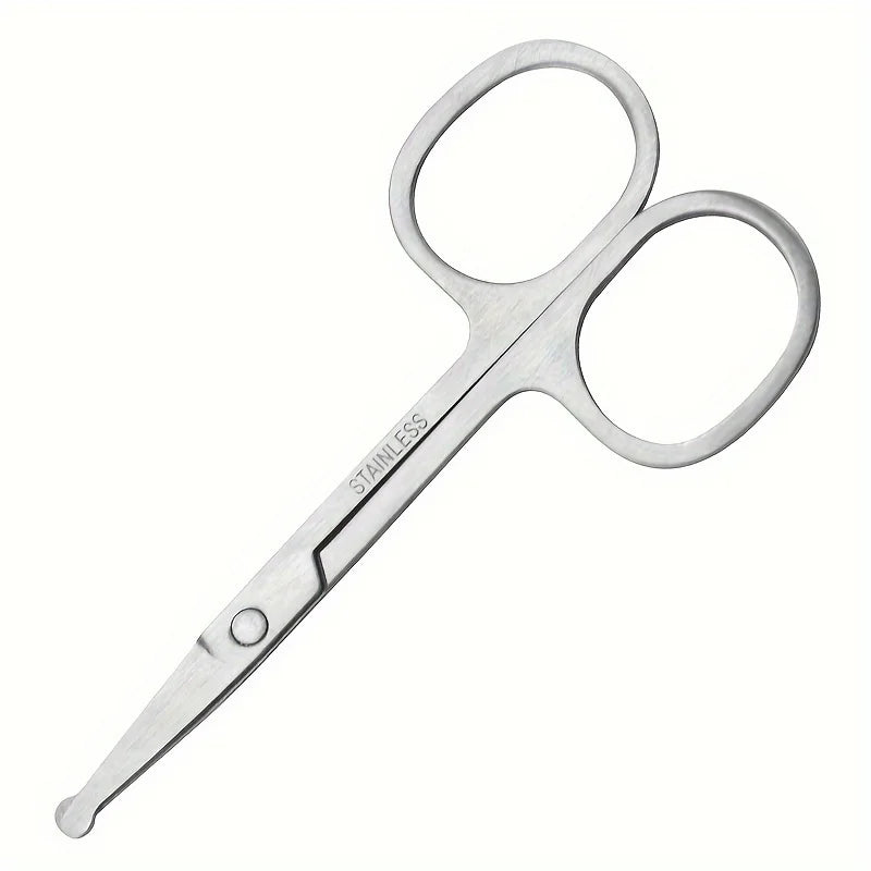 Precision Round Head Trimming Scissors - Nose Hair Grooming Trimming, Personal Cleaning Care Trimming Tools