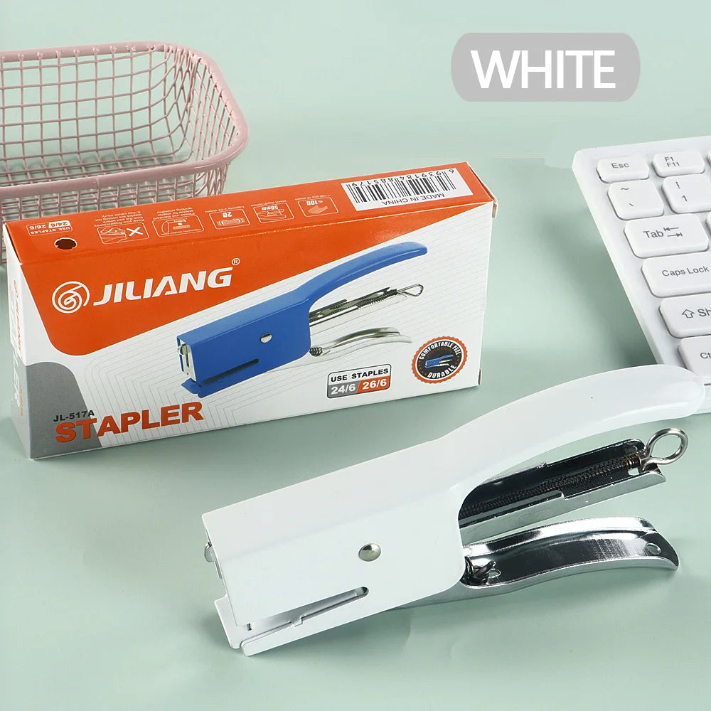 1 Pcs Polychromatic Metal Clip Stapler Hand-held Stapler Portable 24/6 Staples Fashion Stationery Office Supplies