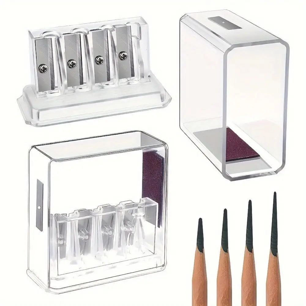 1PC sketch pencil charcoal long core pencil sharpener, art special pencil sharpener 4-hole multi-function with cover