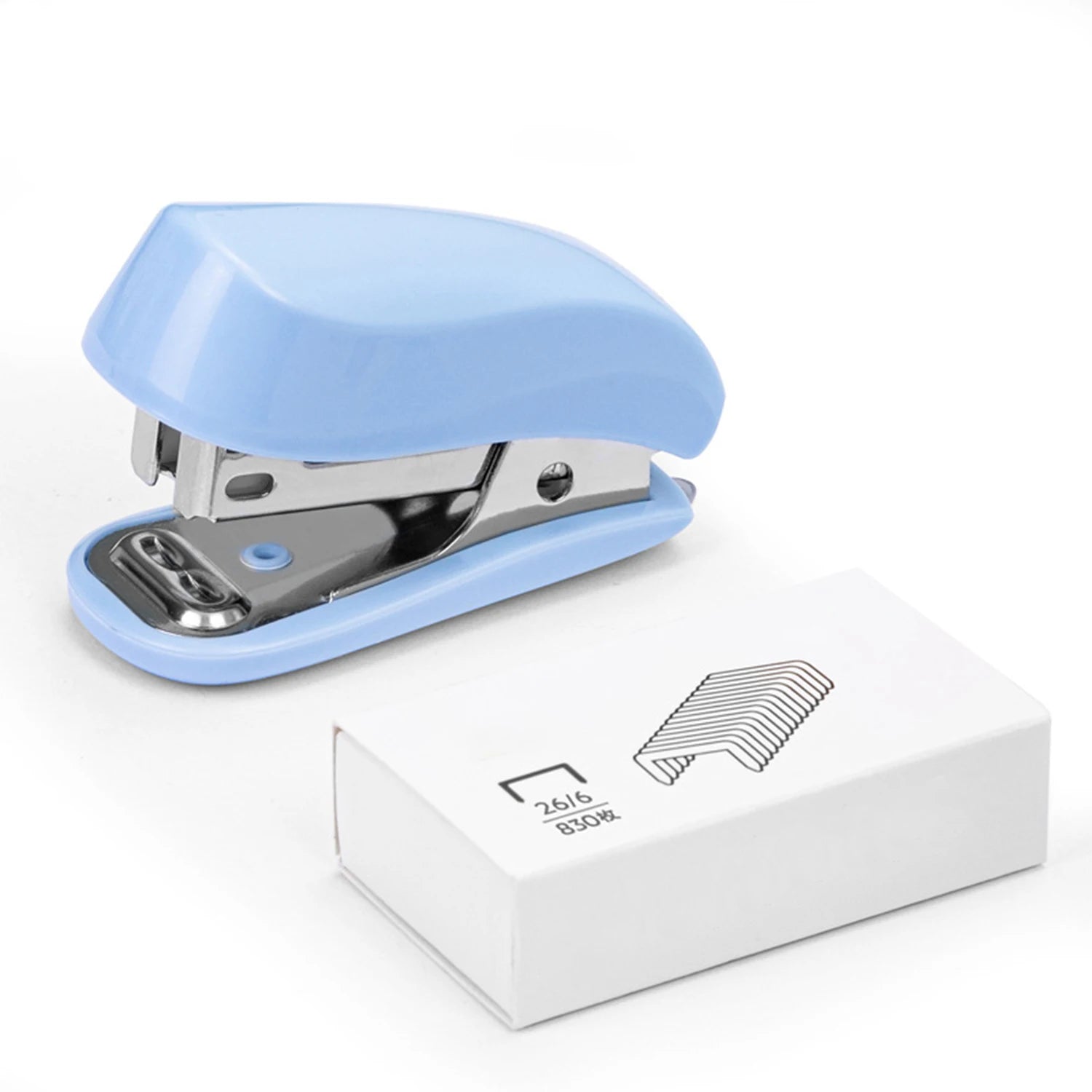Mini Stapler Kit Portable Small Stapler and Staples for Binding Paper Student Office Stationery Blue Pink White