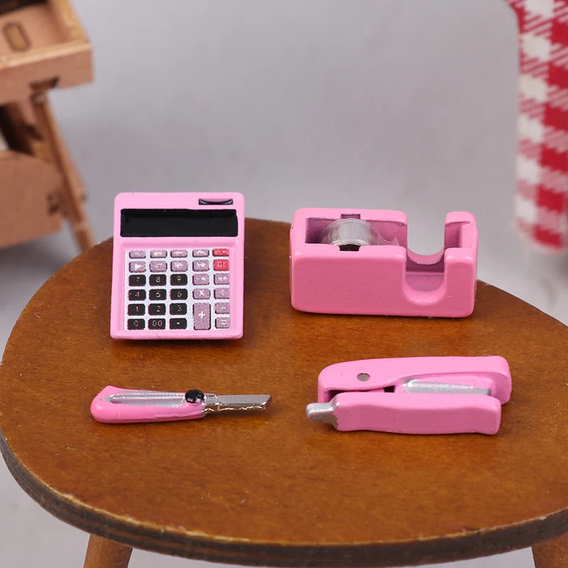 1 Set Dollhouse Mini Stationery Simulation Tape Cutter Utility Knife Pack School Supplies Model