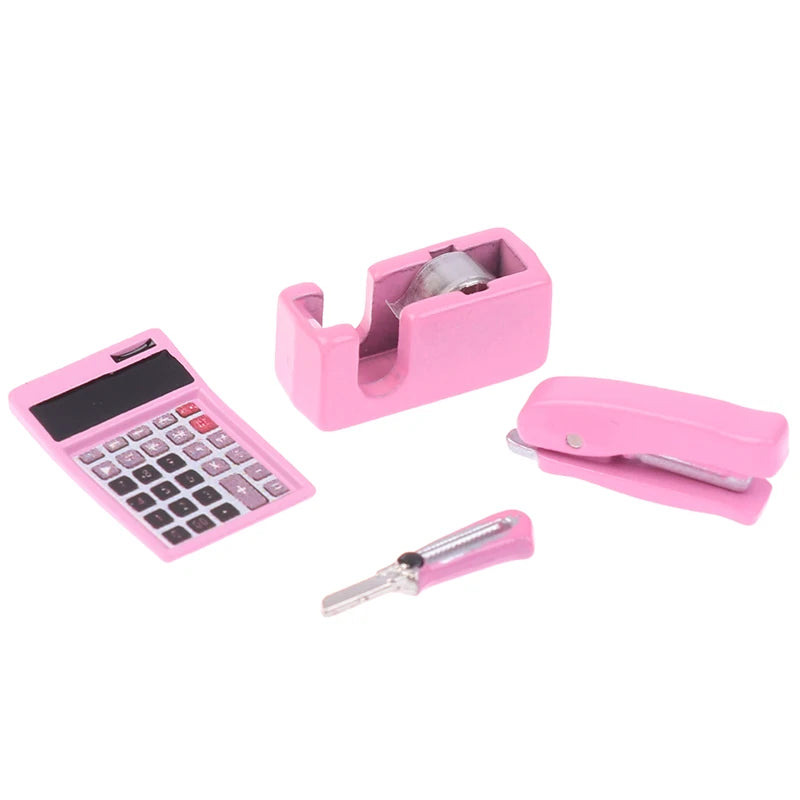 1 Set Dollhouse Mini Stationery Simulation Tape Cutter Utility Knife Pack School Supplies Model