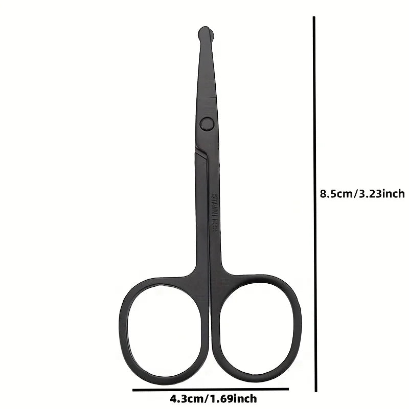 Professional Stainless Steel Nose Hair Scissors For Men And Women - Safety Round Head For Trimming Eyebrows, Nose Hair, Beard,