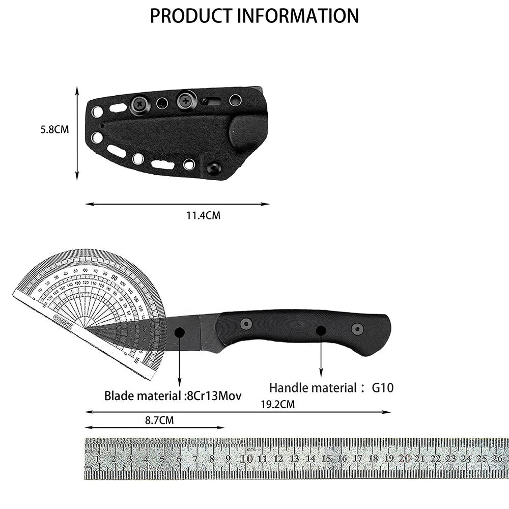 High Hardness Outdoor Camping Fishing Utility EDC Straight Knife Portable Wilderness Survival Adventure Pocket Knife G10 Handle