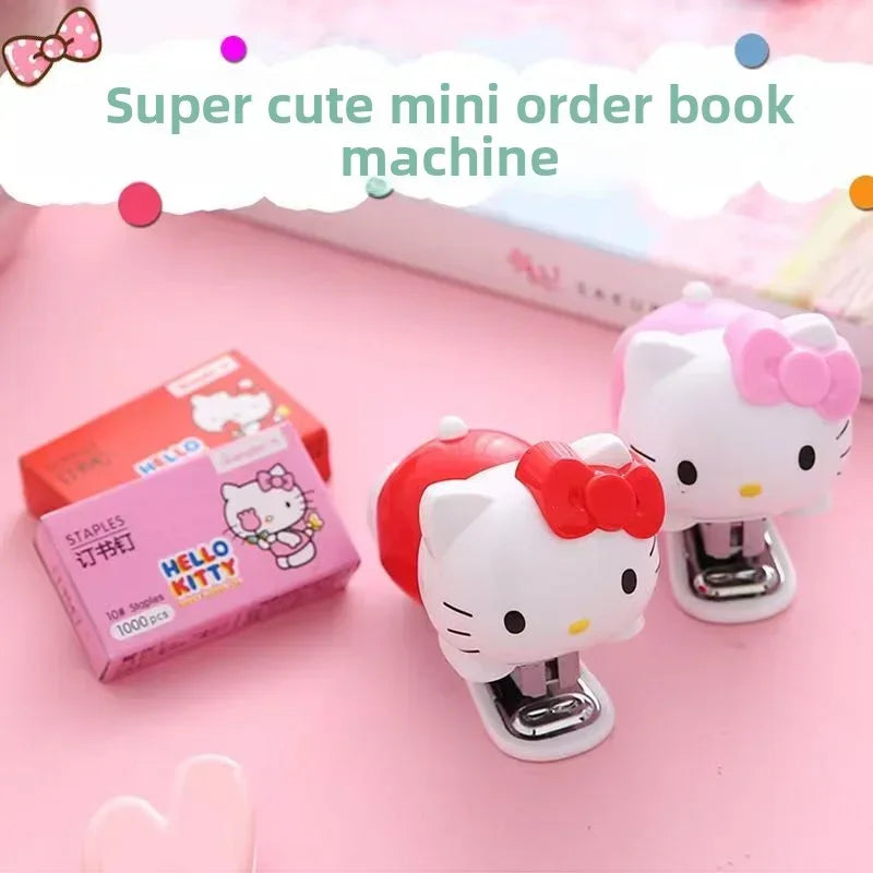 Sanrio Hello Kitty Anime Figures Staplers Set Kawaii Cute Cartoon Student Binding Machine School Office Binding Supplies Stapler